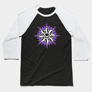 Abstract Moon Flower Print (Purple) Baseball T-Shirt